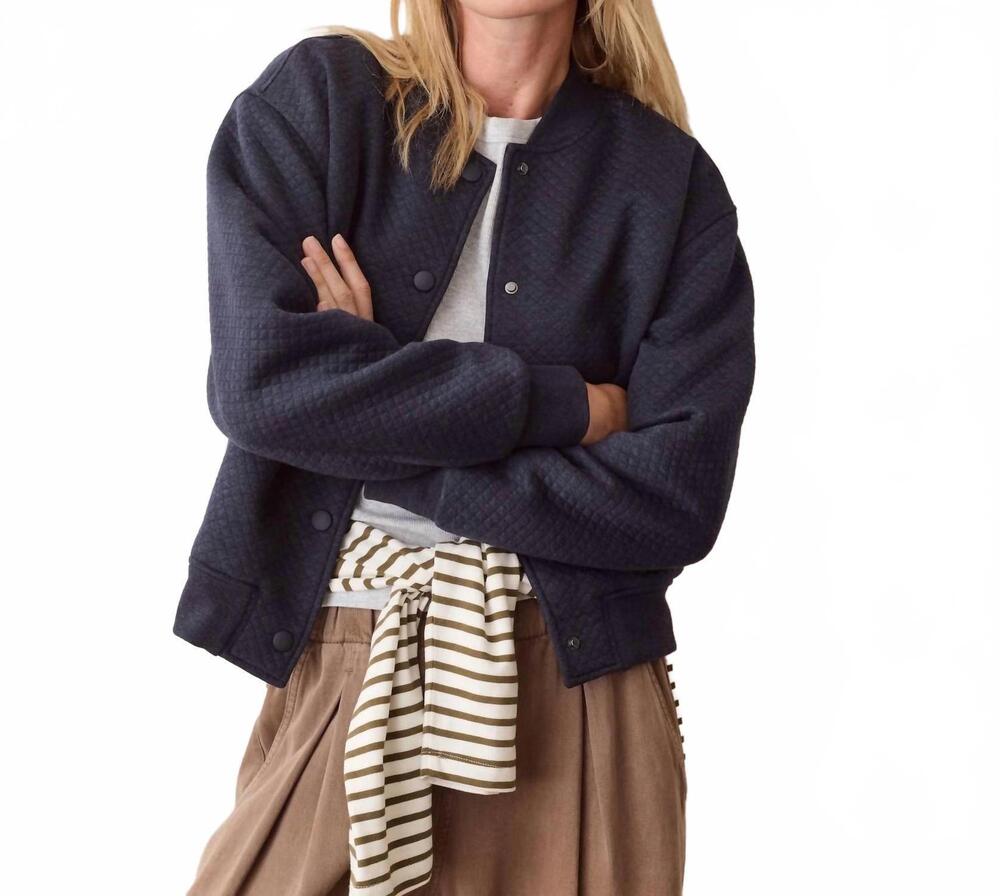 NEW MARINE LAYER corbet quilted bomber in navy heather